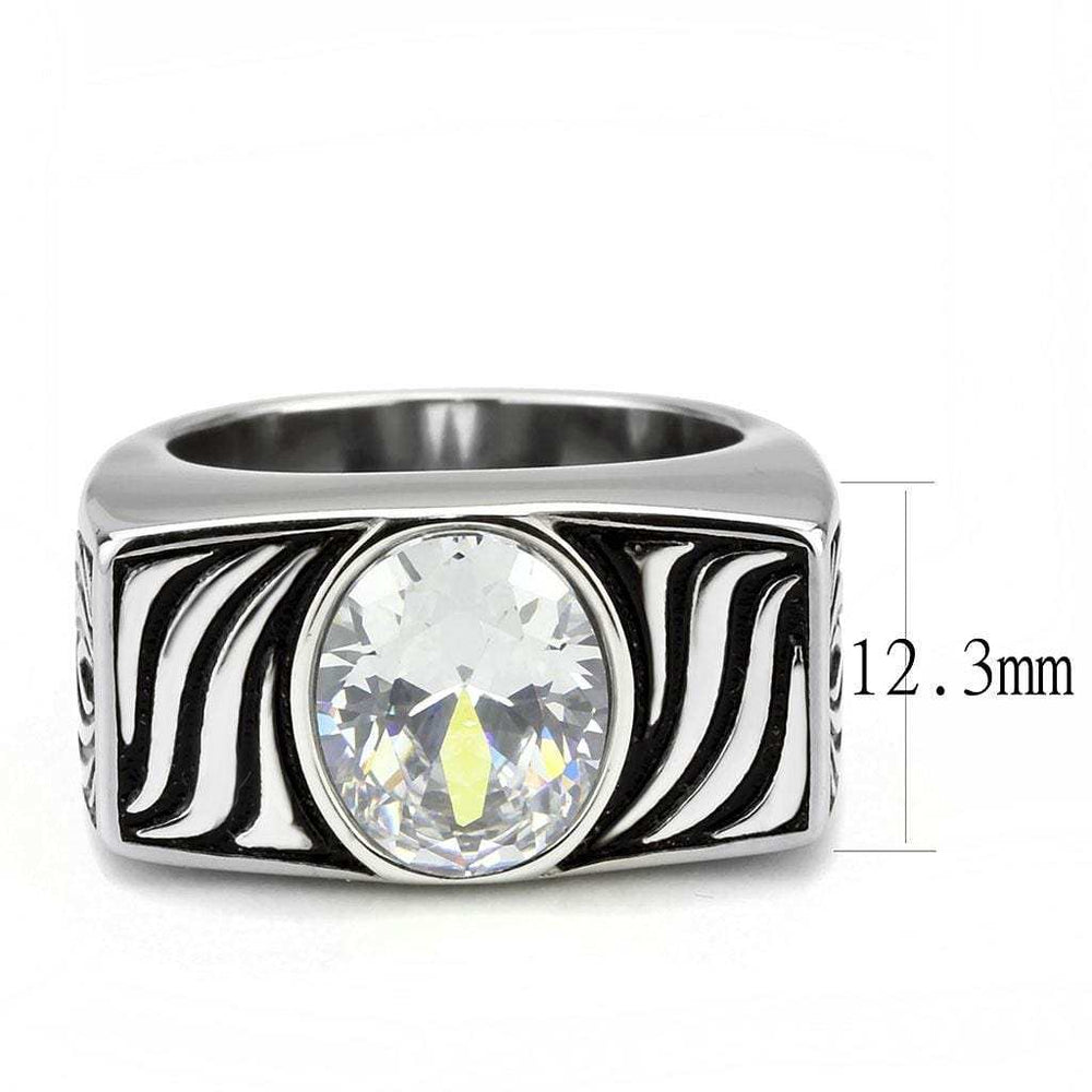 TK3620 - High polished (no plating) Stainless Steel Ring with AAA Grade CZ in Clear - Alamode - Flyclothing LLC