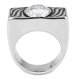 TK3620 - High polished (no plating) Stainless Steel Ring with AAA Grade CZ in Clear - Alamode - Flyclothing LLC