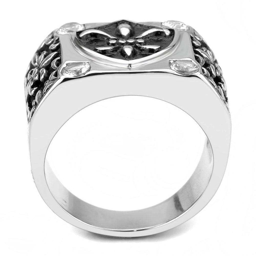 TK3621 - High polished (no plating) Stainless Steel Ring with AAA Grade CZ in Clear - Alamode - Flyclothing LLC