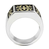 TK3622 - Two-Tone IP Gold (Ion Plating) Stainless Steel Ring with No Stone - Alamode - Flyclothing LLC