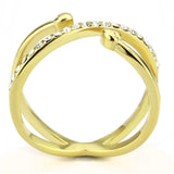 TK3625 - IP Gold(Ion Plating) Stainless Steel Ring with Top Grade Crystal in Clear - Alamode - Flyclothing LLC