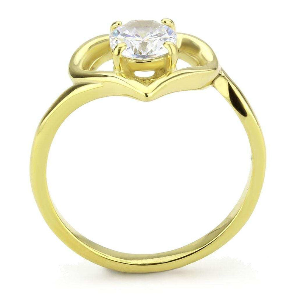 TK3628 - IP Gold(Ion Plating) Stainless Steel Ring with AAA Grade CZ in Clear - Alamode - Flyclothing LLC