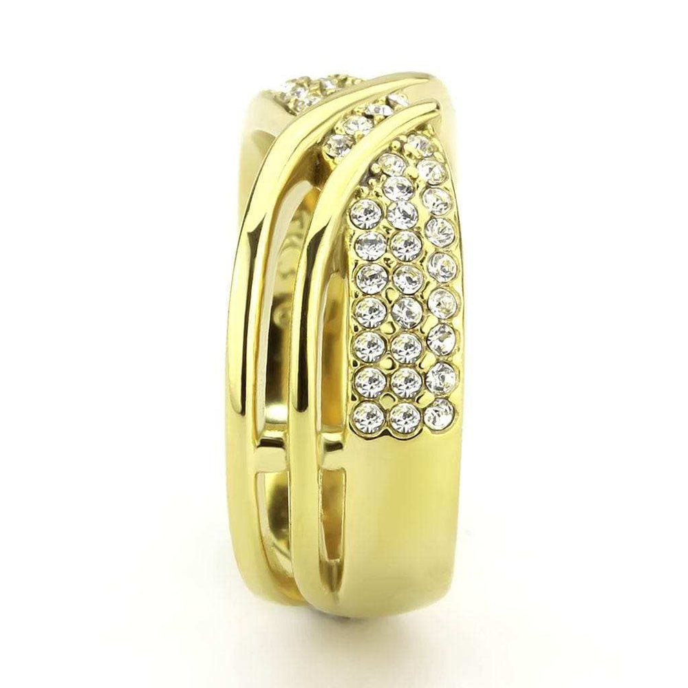TK3632 - IP Gold(Ion Plating) Stainless Steel Ring with Top Grade Crystal in Clear - Alamode - Flyclothing LLC