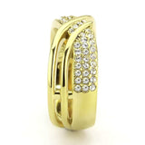 TK3632 - IP Gold(Ion Plating) Stainless Steel Ring with Top Grade Crystal in Clear - Alamode - Flyclothing LLC