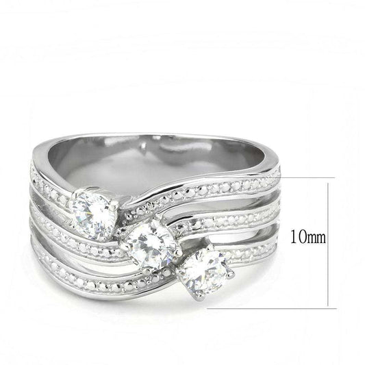 TK3633 - High polished (no plating) Stainless Steel Ring with AAA Grade CZ in Clear - Alamode - Flyclothing LLC