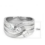 TK3633 - High polished (no plating) Stainless Steel Ring with AAA Grade CZ in Clear - Alamode - Flyclothing LLC