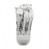 TK3633 - High polished (no plating) Stainless Steel Ring with AAA Grade CZ in Clear - Alamode - Flyclothing LLC