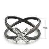 TK3635 - Two-Tone IP Black (Ion Plating) Stainless Steel Ring with AAA Grade CZ in Clear - Alamode - Flyclothing LLC