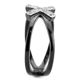 TK3635 - Two-Tone IP Black (Ion Plating) Stainless Steel Ring with AAA Grade CZ in Clear - Alamode - Flyclothing LLC