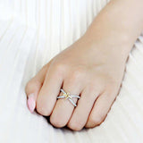 TK3636 - Two-Tone IP Gold (Ion Plating) Stainless Steel Ring with Top Grade Crystal in Sea Blue - Alamode - Flyclothing LLC