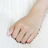 TK3638 - IP Gold(Ion Plating) Stainless Steel Ring with AAA Grade CZ in Clear - Alamode - Flyclothing LLC