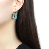 TK3649 - High polished (no plating) Stainless Steel Earrings with Top Grade Crystal in Sea Blue - Alamode - Flyclothing LLC