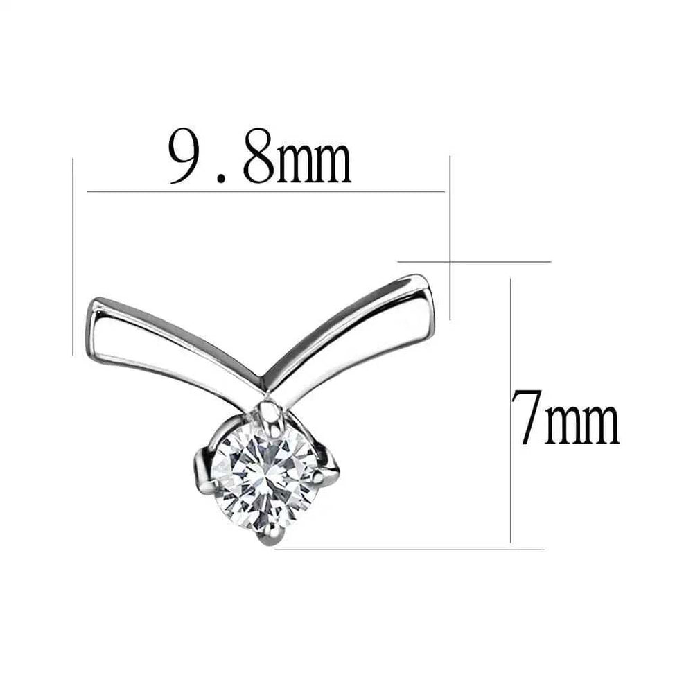 TK3657 - High polished (no plating) Stainless Steel Earrings with AAA Grade CZ in Clear - Alamode - Flyclothing LLC