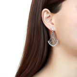 TK3664 - High polished (no plating) Stainless Steel Earrings with AAA Grade CZ in Clear - Alamode - Flyclothing LLC