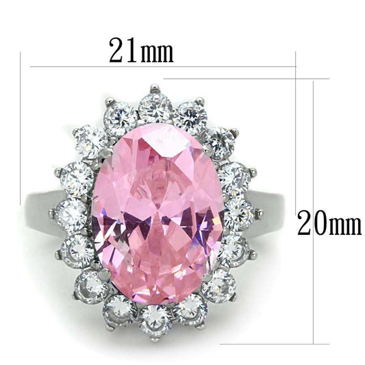 TK3676 - High polished (no plating) Stainless Steel Ring with Synthetic Synthetic Glass in Rose - Alamode - Flyclothing LLC