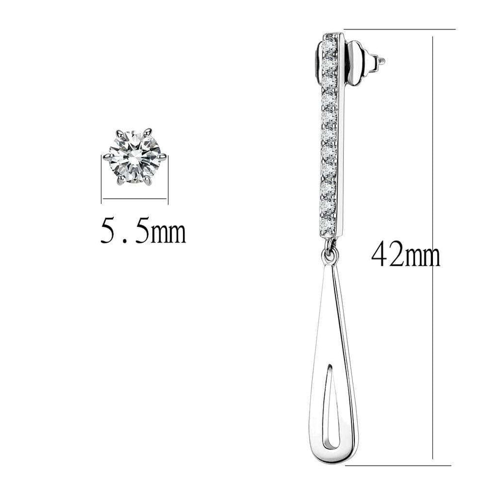 TK3678 - High polished (no plating) Stainless Steel Earrings with AAA Grade CZ in Clear - Alamode - Flyclothing LLC