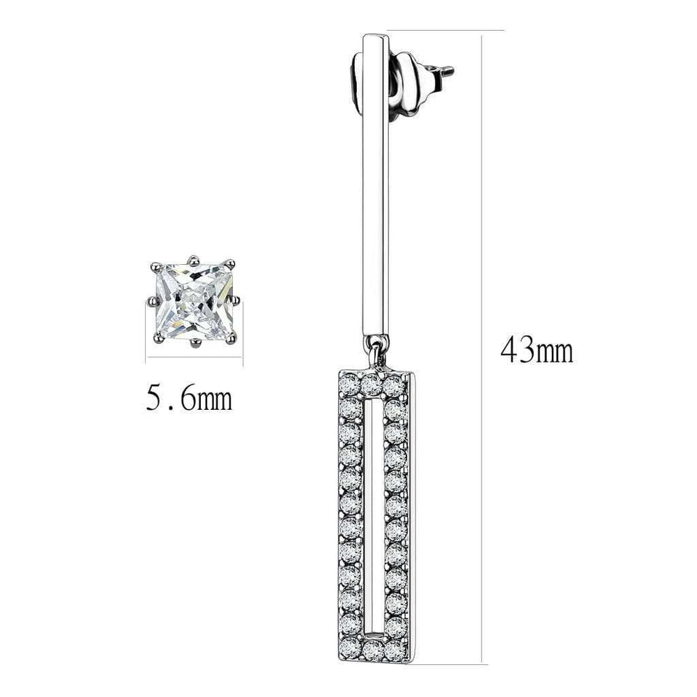 TK3682 - High polished (no plating) Stainless Steel Earrings with AAA Grade CZ in Clear - Alamode - Flyclothing LLC