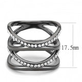 TK3689 - IP Light Black (IP Gun) Stainless Steel Ring with Top Grade Crystal in Clear - Alamode - Flyclothing LLC