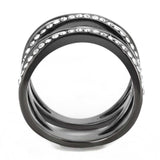 TK3689 - IP Light Black (IP Gun) Stainless Steel Ring with Top Grade Crystal in Clear - Alamode - Flyclothing LLC