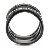 TK3689 - IP Light Black (IP Gun) Stainless Steel Ring with Top Grade Crystal in Clear - Alamode - Flyclothing LLC