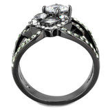 TK3690 - IP Light Black (IP Gun) Stainless Steel Ring with AAA Grade CZ in Clear - Alamode - Flyclothing LLC