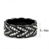 TK3691 - IP Black(Ion Plating) Stainless Steel Ring with Top Grade Crystal in Clear - Alamode - Flyclothing LLC