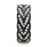 TK3691 - IP Black(Ion Plating) Stainless Steel Ring with Top Grade Crystal in Clear - Alamode - Flyclothing LLC