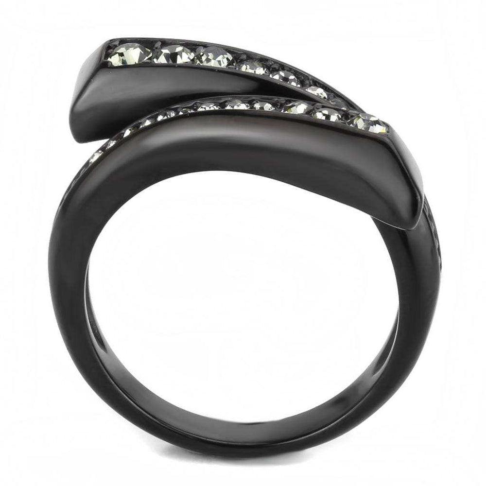 TK3692 - IP Black(Ion Plating) Stainless Steel Ring with Top Grade Crystal in Black Diamond - Alamode - Flyclothing LLC