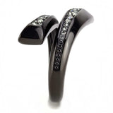 TK3692 - IP Black(Ion Plating) Stainless Steel Ring with Top Grade Crystal in Black Diamond - Alamode - Flyclothing LLC
