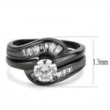 TK3693 - IP Black(Ion Plating) Stainless Steel Ring with AAA Grade CZ in Clear - Alamode - Flyclothing LLC