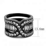 TK3694 - IP Black(Ion Plating) Stainless Steel Ring with AAA Grade CZ in Clear - Alamode - Flyclothing LLC