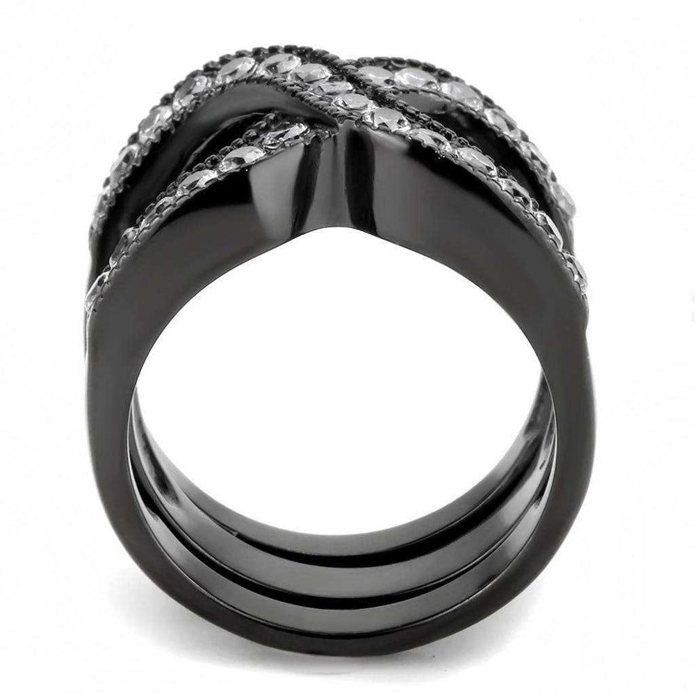 TK3694 - IP Black(Ion Plating) Stainless Steel Ring with AAA Grade CZ in Clear - Alamode - Flyclothing LLC