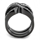 TK3694 - IP Black(Ion Plating) Stainless Steel Ring with AAA Grade CZ in Clear - Alamode - Flyclothing LLC