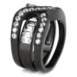 TK3694 - IP Black(Ion Plating) Stainless Steel Ring with AAA Grade CZ in Clear - Alamode - Flyclothing LLC