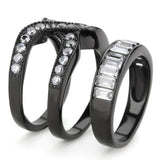 TK3694 - IP Black(Ion Plating) Stainless Steel Ring with AAA Grade CZ in Clear - Alamode - Flyclothing LLC