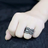 TK3694 - IP Black(Ion Plating) Stainless Steel Ring with AAA Grade CZ in Clear - Alamode - Flyclothing LLC