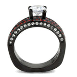 TK3695 - IP Black(Ion Plating) Stainless Steel Ring with AAA Grade CZ in Clear - Alamode - Flyclothing LLC