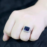 TK3696 - High polished (no plating) Stainless Steel Ring with Synthetic Synthetic Glass in Montana - Alamode - Flyclothing LLC