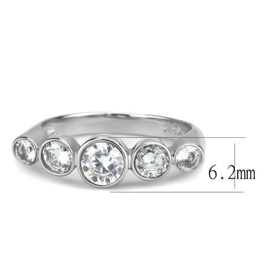 TK3697 - High polished (no plating) Stainless Steel Ring with AAA Grade CZ in Clear - Alamode - Flyclothing LLC