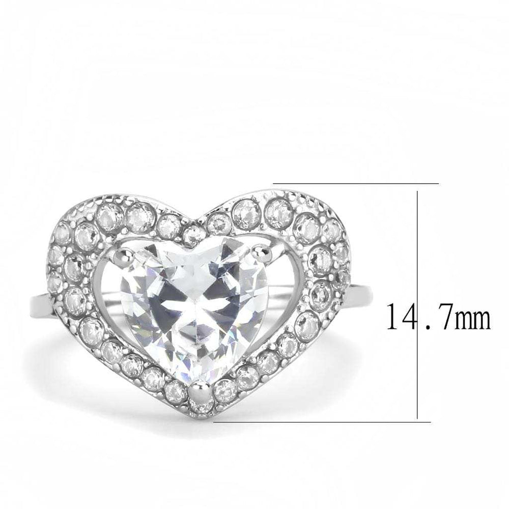 TK3698 - High polished (no plating) Stainless Steel Ring with AAA Grade CZ in Clear - Alamode - Flyclothing LLC