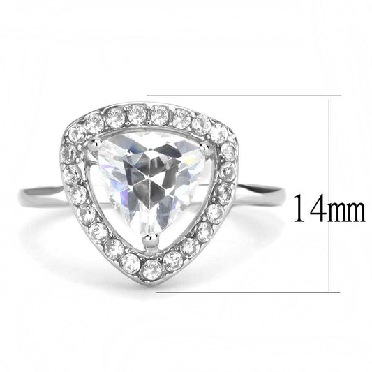 TK3699 - High polished (no plating) Stainless Steel Ring with AAA Grade CZ in Clear - Alamode - Flyclothing LLC