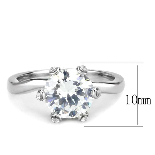 TK3700 - High polished (no plating) Stainless Steel Ring with AAA Grade CZ in Clear - Alamode - Flyclothing LLC