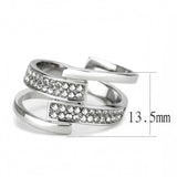 TK3702 - High polished (no plating) Stainless Steel Ring with Top Grade Crystal in Clear - Alamode - Flyclothing LLC