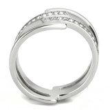 TK3702 - High polished (no plating) Stainless Steel Ring with Top Grade Crystal in Clear - Alamode - Flyclothing LLC