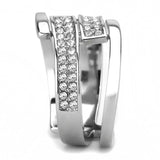 TK3702 - High polished (no plating) Stainless Steel Ring with Top Grade Crystal in Clear - Alamode - Flyclothing LLC