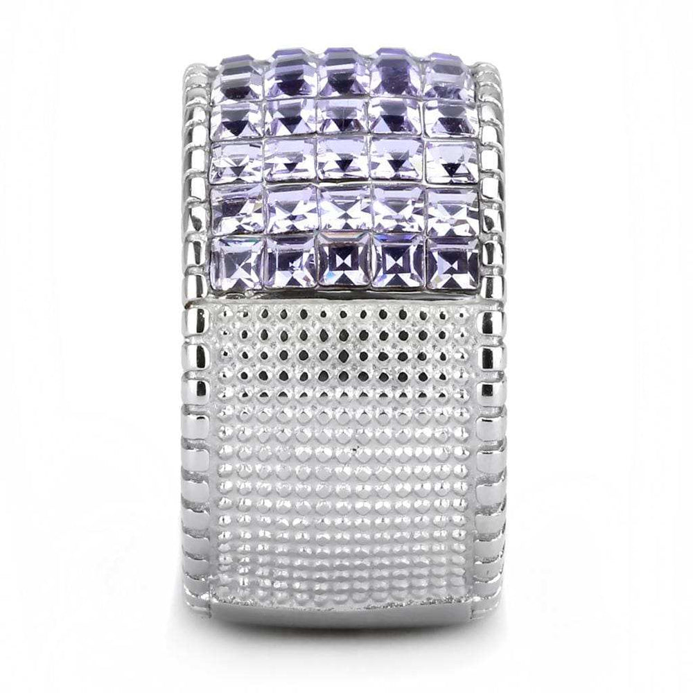 TK3703 - High polished (no plating) Stainless Steel Ring with Top Grade Crystal in Multi Color - Alamode - Flyclothing LLC