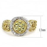 TK3704 - Two-Tone IP Gold (Ion Plating) Stainless Steel Ring with Top Grade Crystal in Multi Color - Alamode - Flyclothing LLC