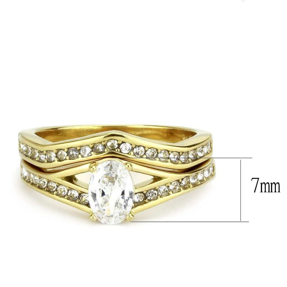 TK3706 - IP Gold(Ion Plating) Stainless Steel Ring with AAA Grade CZ in Clear - Alamode - Flyclothing LLC