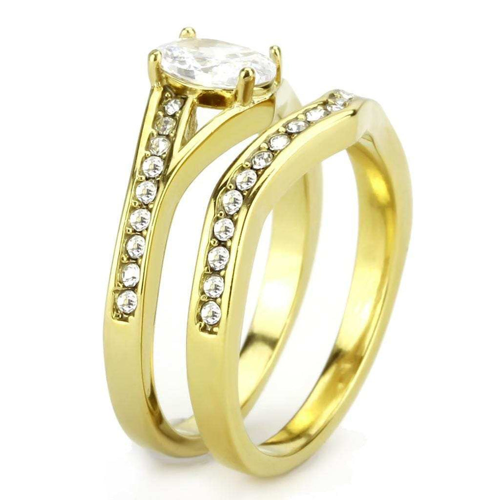 TK3706 - IP Gold(Ion Plating) Stainless Steel Ring with AAA Grade CZ in Clear - Alamode - Flyclothing LLC