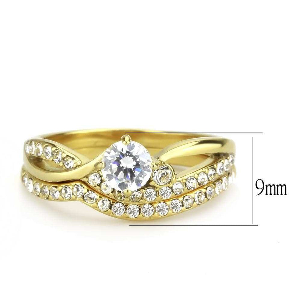 TK3708 - IP Gold(Ion Plating) Stainless Steel Ring with AAA Grade CZ in Clear - Alamode - Flyclothing LLC